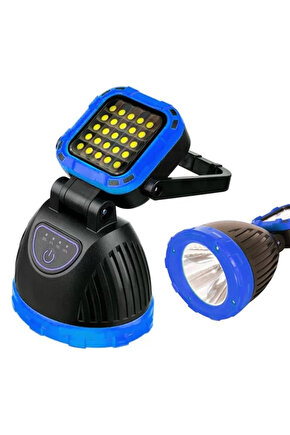 PM-8033B 6 Modlu EL Feneri Ve Işıldak Acil Durum Lambası 25 Cob Ledli Solar Şarjlı