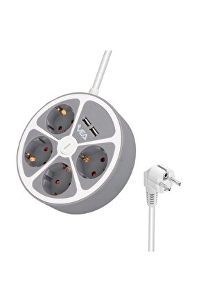 Vea Ve-g604yu 4lü 2 Usbli Anahtarlı 1.5 Metre Grup Priz ( Lisinya )