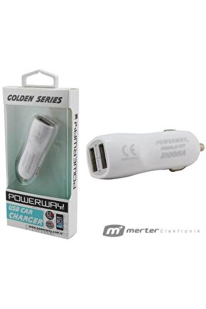 POWERWAY X-777 ÇİFT USBLİ 3.1 AMPER ÇAKMAKLIK ARAÇ ŞARJ CİHAZI 3100MA