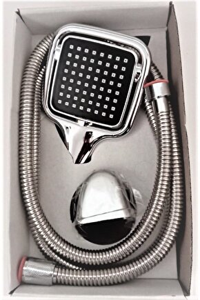Kare Duş Seti  Hortum  Başlık  Montaj Aparatı  3lü  Kare