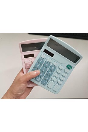 12-bit Güneş Enerjili Standart İşlevli Elektronik Hesap Makinesi Büyük LCD Ekranlı PEMBE