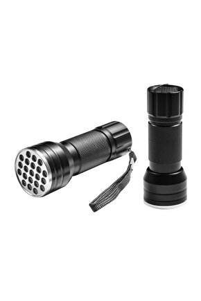 UV IŞINLI 21 LEDLİ 10 CM METAL KASA PİLLİ EL FENERİ (4202)