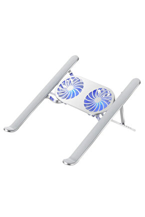 ÇİFT FANLI TAŞINABİLİR ALÜMİNYUM NOTEBOOK SOĞUTUCU STAND (4767) - FXH1975-3493