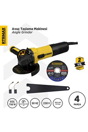 Rtm1080 Avuç Taşlama Makinası 115 Mm 750 W Devir Ayarlı