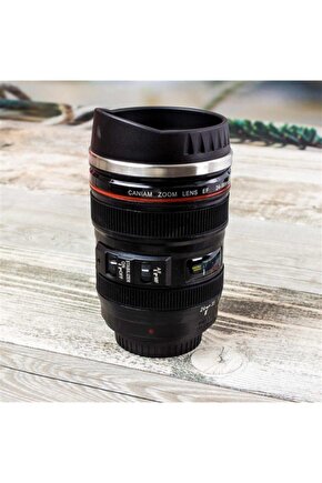 Paslanmaz Çelik Objektif Termos Bardak Siyah, Lens Termos