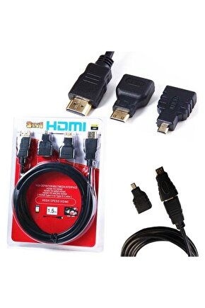3 In 1 Hdmi Kablosu Micro - Mini Hdmi Çevirici Dönüştürücü Kablo