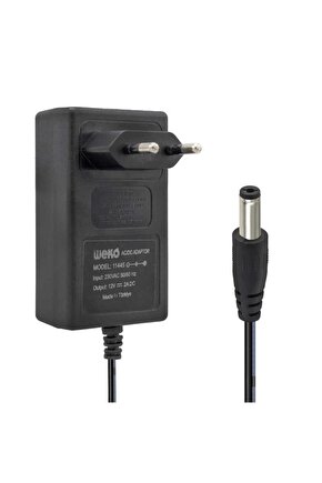 12 Volt - 2 Amper 5.5*2.5 Uçlu Yerli Üretim Plastik Kasa Priz Tipi Adaptör