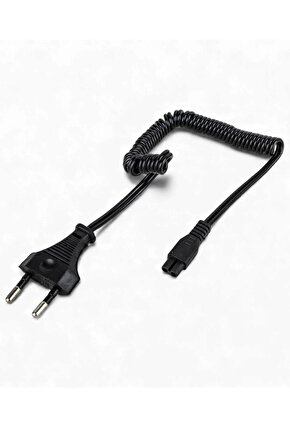 1 Metre Spiral 220V AC Power Kablosu – Tıraş Makinesi ve Işıldak Uyumlu