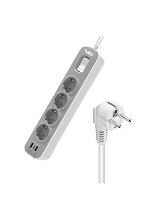 M3lfs- Ve-nova104u A Class 4lü 2 Usbli Anahtarli 1.5 Metre Akim Korumali Grup Priz (made In Mal