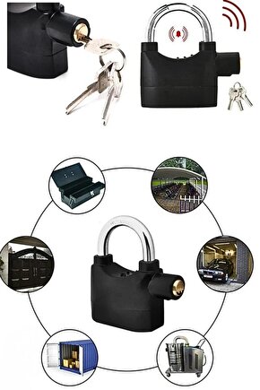 Sesli Alarm Özellikli 110 Desibel Asma Kilit | Hırsızlığa Karşı Akıllı Güvenlik Kilidi