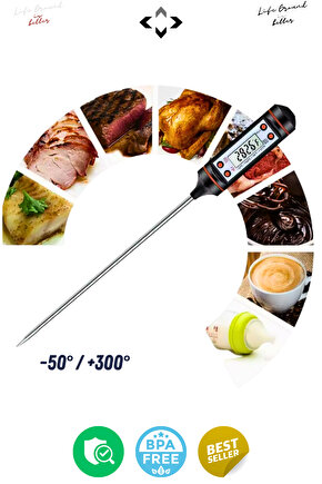 Dijital Gıda Termometresi Net Ölçüm Bpa Free Daldırma Tip Süt Mama Sıcaklık Ölçer