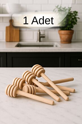 1 Adet Ahşap Bal Kaşığı Bal Damlalığı Tekli Bal Servis Kaşığı