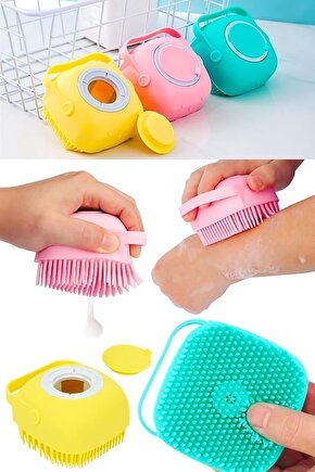 Duş Jeli Hazneli Silikon Fırça Kese Çok Amaçlı Vücut Temizleme Kesesi Banyo Lifi 1 Adet