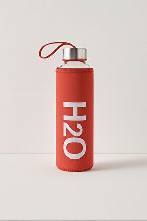 Kırmızı 750 ml Cam Matara Neopren Kılıflı Taşıma Askılı Su Şişesi