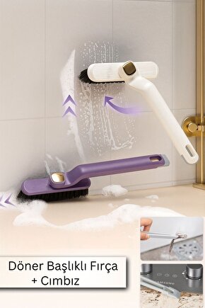 Döner Başlıklı Temizlik Fırçası Cımbızlı Çok Amaçlı Temizlik Fırçası