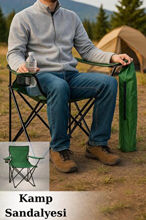 1 Adet Katlanabilir Kamp Sandalyesi – Taşıma Çantalı, Taşınabilir ve Konforlu
