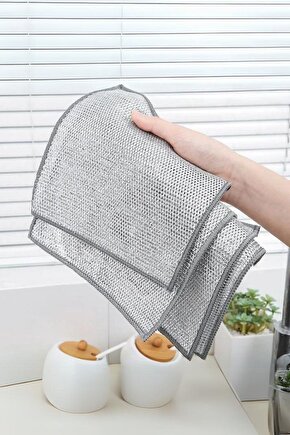 4Lü Zor Kir Bezi, Inox Telli, Bulaşık Teli Bezi, Mutfak Banyo Bezi, Çok Amaçlı Temizlik Bezi