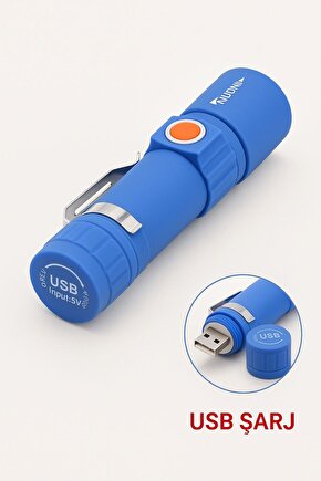 USB Şarjlı 3 Modlu Plastik Kasa Mini El Feneri Taşınabilir Kamp El Feneri