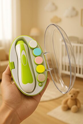 Elektrikli LED Işıklı Bebek Tırnak Törpüsü – Sessiz ve Güvenli Tasarım YEŞİL