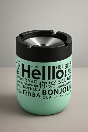 Cam Gövdeli İçi Metal Döner Kapaklı Küllük – Sarı Tasarım Küllük