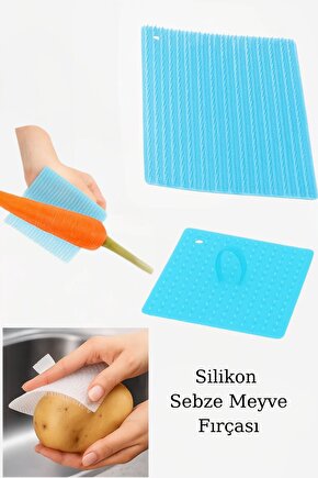 Silikon Sebze Meyve Temizleme Fırçası - Patates Havuç Kabuk Temizleyici Pratik El Fırçası