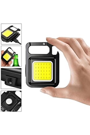 Led Anahtarlıklı El Feneri Şişe Açacağı Usb’li Şarj Edilebilir Cep Boy Cob Led