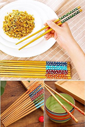 Bambu Chopstick Çubuk Yemek Çubuğu Yıkanabilir Tekrar Kullanılabilir (10 Çift- - 1OL6110-2692