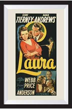 Laura Sinema Afişi Çerçeve Görünümlü Retro Ahşap Poster
