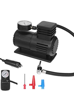 Hk201 Siyah 120W 12V Çakmaklık Girişli 150 Psi Taşınabilir Bisiklet - Araç Hava Kompresörü