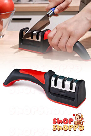 Paslanmaz Çelik Bıçak Satır Bileme Aparatı, Tutmalı Güvenli Çok Fonksiyonlu 3 Aşamalı Bileyici