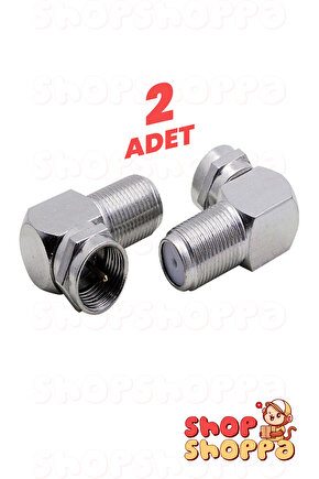 2 ADET 90 Derece F L Konnektör, Uydu Kablosu Ucu, Hızlı F konnektörden F konnektöre L adaptör
