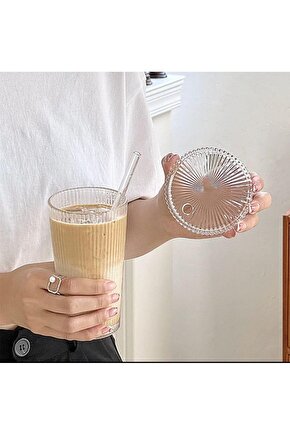 Pipetli Cam Pipet Bardak Origami Stil Kahve Sunum Bardağı