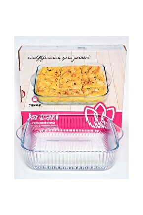 Borosilikat Cam Mega Kek Börek Kalıbı Köşeli Fırın Buzluk İçin Uygun