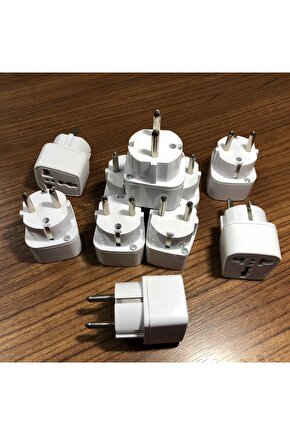 Yurt Dışından Gelen Elektrikli Ev Aletlerinin Ucunu Türk Fişine Çevirici Kare Plastik Başlık 10 Adet