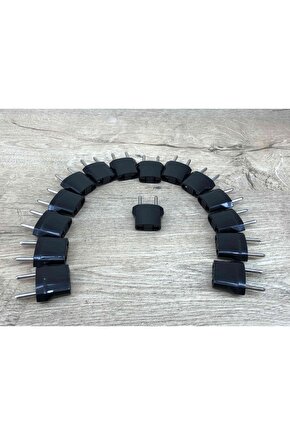 15 Tane Amerikan Uçlu Prizlerini Türkiye Pirizine Çevirici Konnektör Siyah Çift Pin Yerli Üretim