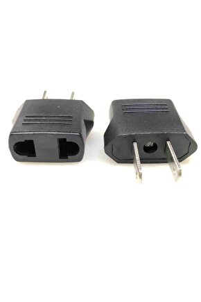 2 Adet Türk Ile Amerikan Uyumlu Çevirici Fiş Siyah Plastik