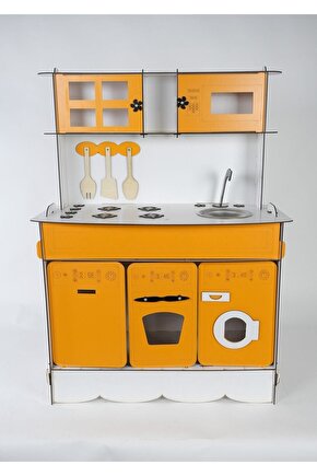 3 Kapaklı Ahşap Oyuncak Mutfak