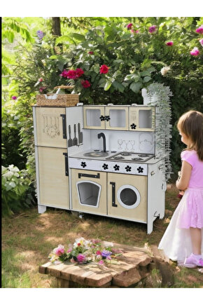 Ahşap Oyuncak Mutfak Buzdolaplı, Mutfak Seti Oyuncak, Oyuncak Mutfak