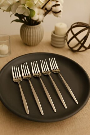 Round Yeni Nesil 6lı Yemek Çatalı Paslanmaz Çelik