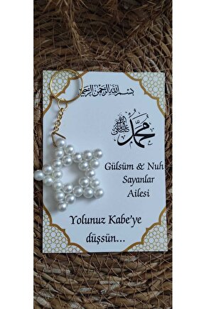 Kabe Hac Umre Incili Yıldız Anahtarlık 8 Adet