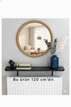 4 KÖŞE OVAL Petek Üstü Raf Dresuar Duvara Montajsız Kalorifer Peteği Üstü Raf 120x18cm SİYAH