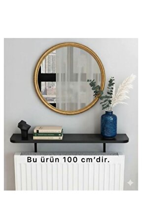 4 KÖŞE OVAL Petek Üstü Raf Duvara Montajsız Kalorifer Peteği Üstü Raf 100x18cm SİYAH