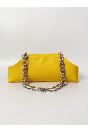 Kadın Sarı Zincirli Baget Omuz Çantası