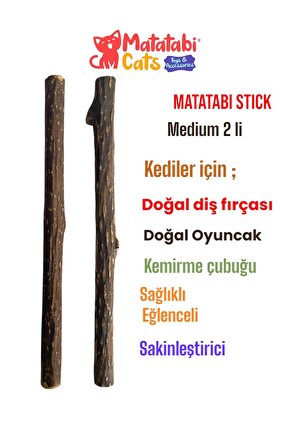 Matatabi Stick Medium Doğal Kedi Çiğneme Çubuğu, Kedi Oyuncağı 2li (kedi Otunanesi Değildir)