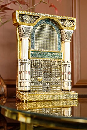 Lüks Gold Biblo Hediyelik Dekoratif Obje Dini Islami Manevi Hediye Aksesuar Ravzayı Mutahhara Süs
