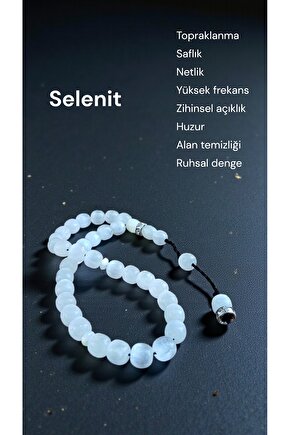 Doğal Taş Selenit Erkek Tesbih 33 lü 8mm