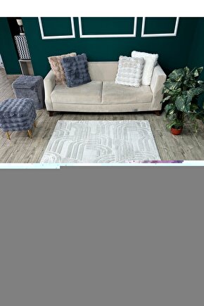 Modern Yumuşak Dokulu Tüy Dökmez Yıkanabilir Tavşan Tüyü Peluş Halı Vizon