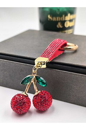 Zirkon Taşlı Kiraz Anahtarlık