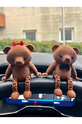 Sevimli Ayı Çifti 2li Set Ayıcık Dekoratif Torpido Süsü Araba Süsü- Araç Içi Aksesuar-oto Aksesuarı