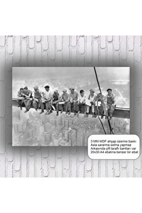 gökdelen işçileri new york ev dekorasyon mdf tablo retro ahşap poster